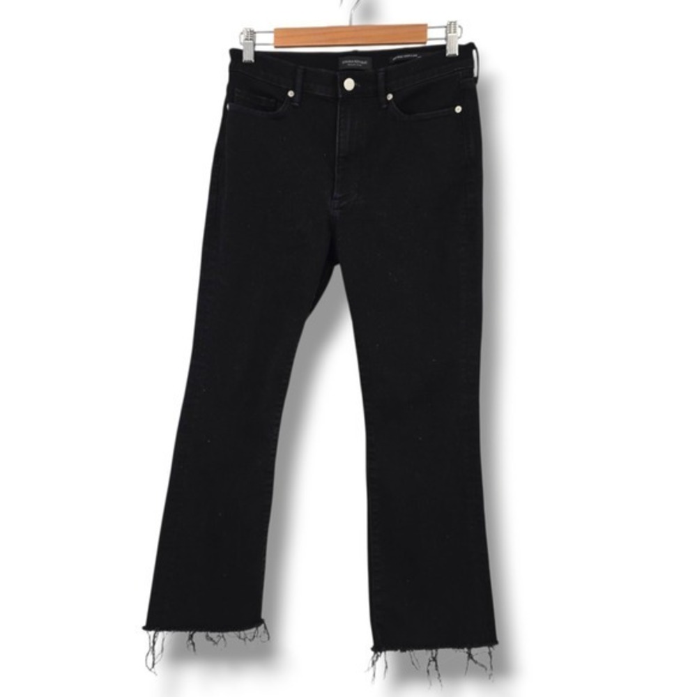 Banana Republic Mid Rise Crop Flare Black Denim Jeans Size 29